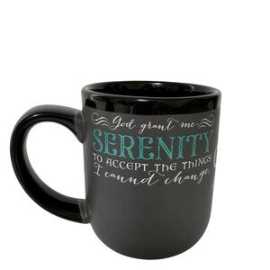 NWOT 12 Step Serenity Prayer Inspirational Black Ceramic Mug 16 oz